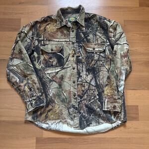 Men's Cabela's Realtree Camo Camouflage Button Up Long Sleeve Shirt Sz LT Large